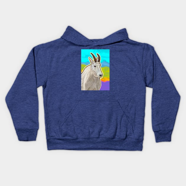 CANDID CRITTERS Mountain Goat Kids Hoodie by rorabeenie